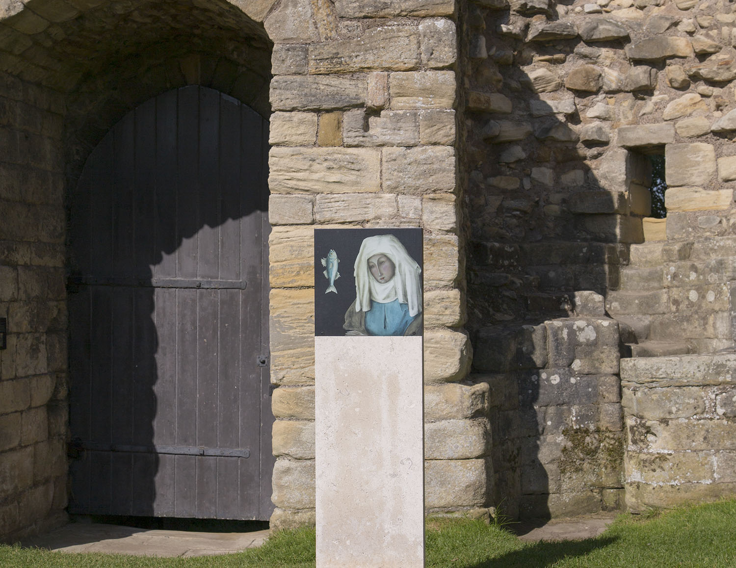 One of the character nodes depicting Widow Nawton at Warkworth Castle.
